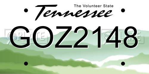 GOZ2148 Tennessee License Plate