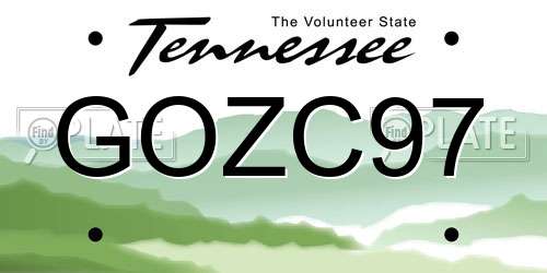 GOZC97 Tennessee License Plate