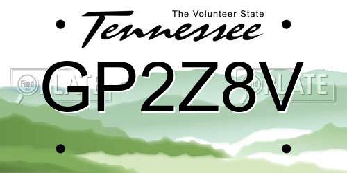 GP2Z8V Tennessee License Plate