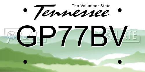 GP77BV Tennessee License Plate