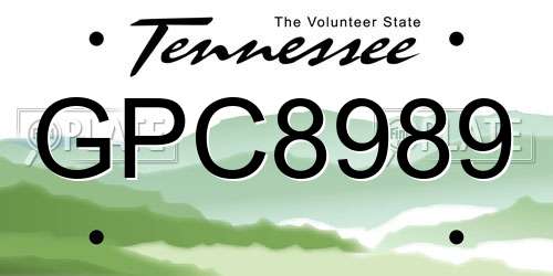 GPC8989 Tennessee License Plate