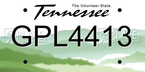 GPL4413 Tennessee License Plate