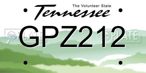 GPZ212 Tennessee License Plate
