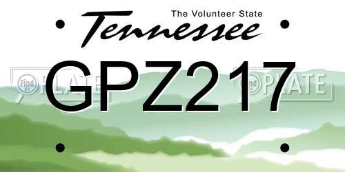 GPZ217 Tennessee License Plate