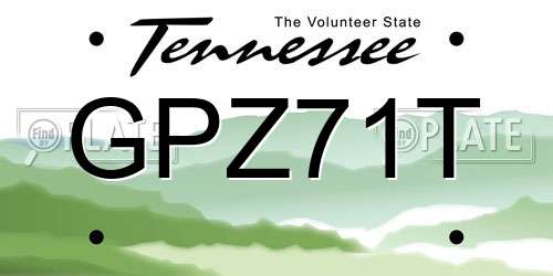 GPZ71T Tennessee License Plate