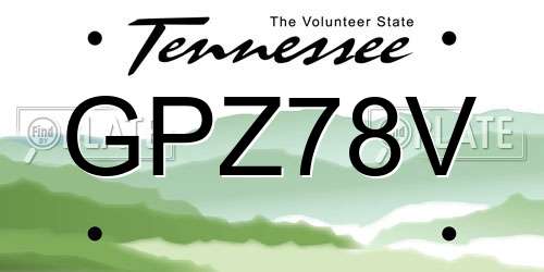 GPZ78V Tennessee License Plate