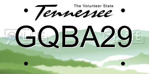 GQBA29 Tennessee License Plate