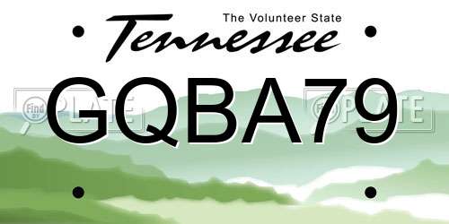GQBA79 Tennessee License Plate