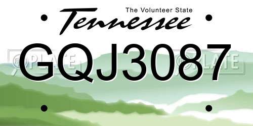 GQJ3087 Tennessee License Plate