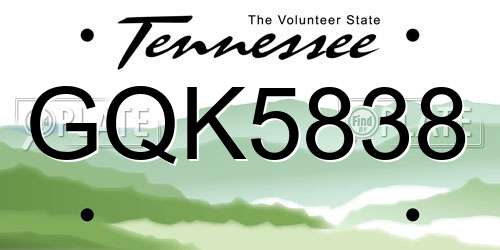 GQK5838 Tennessee License Plate