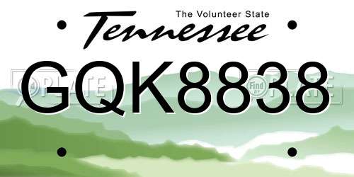 GQK8838 Tennessee License Plate