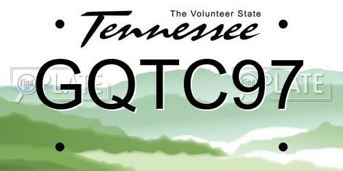 GQTC97 Tennessee License Plate