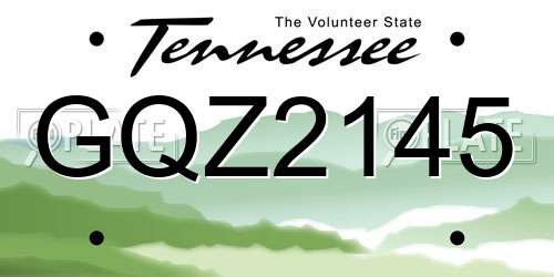 GQZ2145 Tennessee License Plate