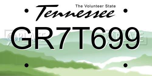GR7T699 Tennessee License Plate