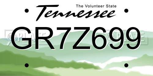 GR7Z699 Tennessee License Plate