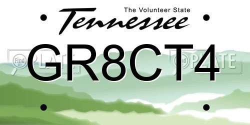 GR8CT4 Tennessee License Plate
