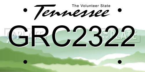 GRC2322 Tennessee License Plate