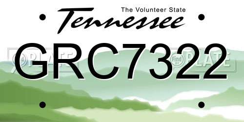 GRC7322 Tennessee License Plate