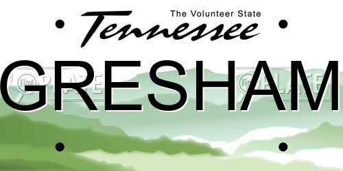 GRESHAM Tennessee License Plate