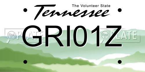 GRI01Z Tennessee License Plate