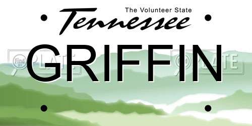 GRIFFIN Tennessee License Plate