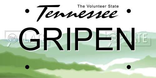 GRIPEN Tennessee License Plate