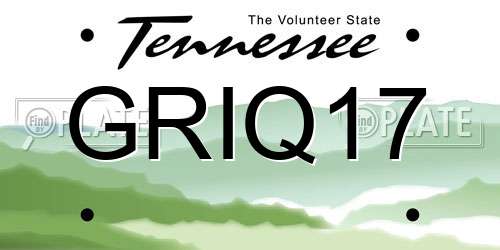 GRIQ17 Tennessee License Plate