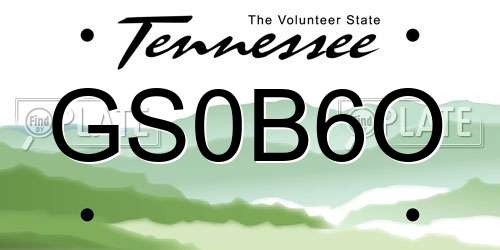 GS0B6O Tennessee License Plate