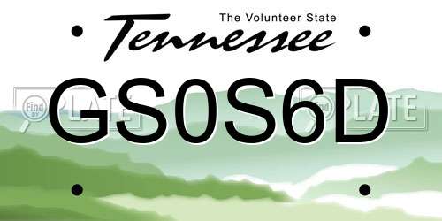 GS0S6D Tennessee License Plate