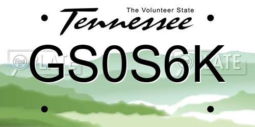 GS0S6K Tennessee License Plate