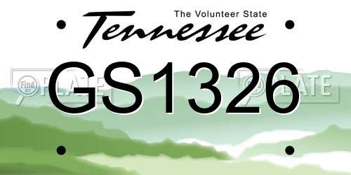 GS1326 Tennessee License Plate