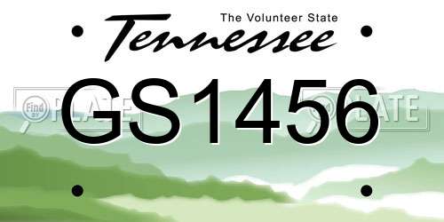 GS1456 Tennessee License Plate