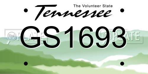 GS1693 Tennessee License Plate