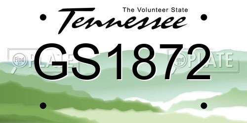 GS1872 Tennessee License Plate