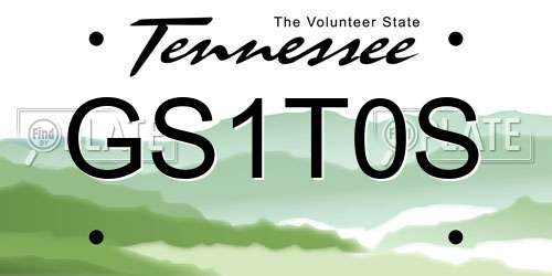 GS1T0S Tennessee License Plate