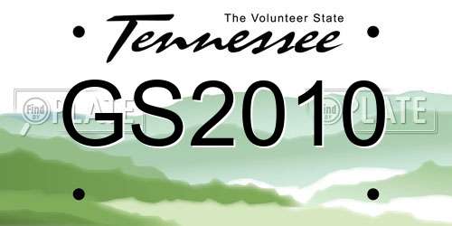 GS2010 Tennessee License Plate