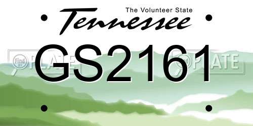 GS2161 Tennessee License Plate