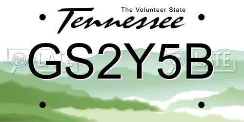 GS2Y5B Tennessee License Plate