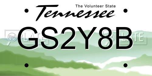 GS2Y8B Tennessee License Plate