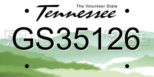 GS35126 Tennessee License Plate