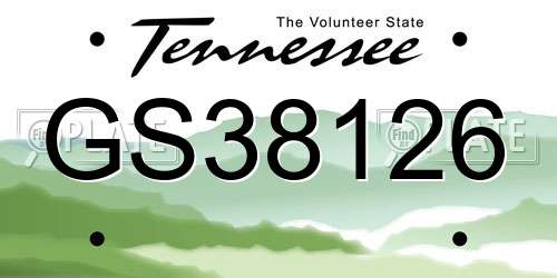 GS38126 Tennessee License Plate