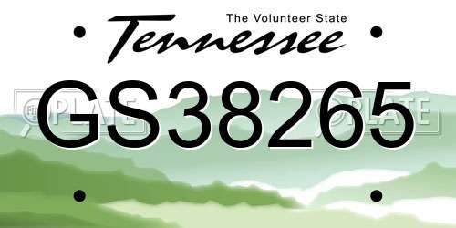 GS38265 Tennessee License Plate