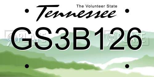 GS3B126 Tennessee License Plate