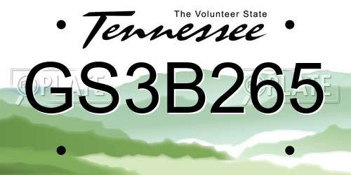 GS3B265 Tennessee License Plate
