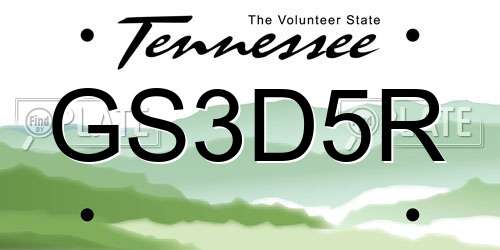 GS3D5R Tennessee License Plate