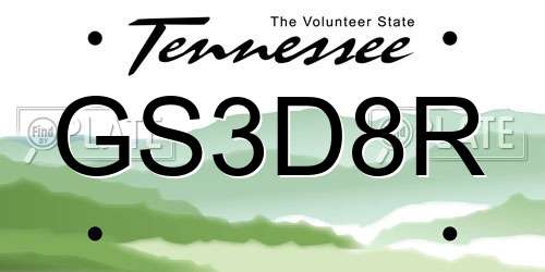 GS3D8R Tennessee License Plate