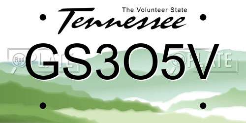 GS3O5V Tennessee License Plate