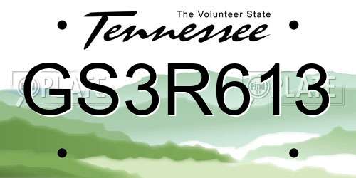 GS3R613 Tennessee License Plate