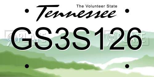 GS3S126 Tennessee License Plate