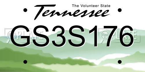 GS3S176 Tennessee License Plate